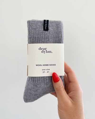 Wool Home Socks - Grey Marle