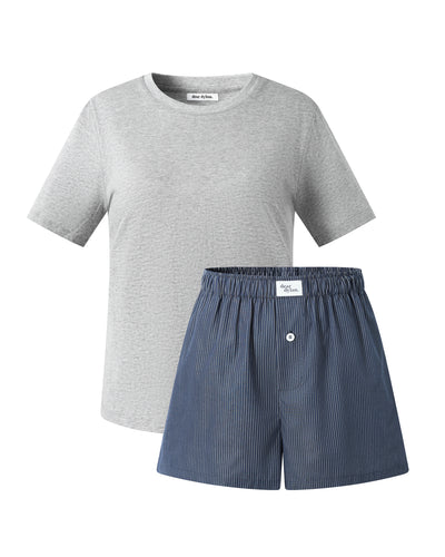 Club Navy Stripe Boxer and Dylan Tee Set