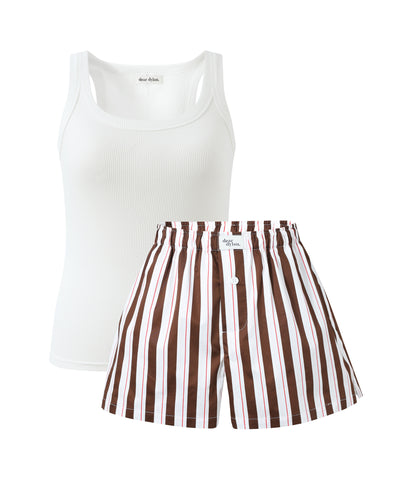 Tabac Stripe Boxer Short and Daily Tank Set