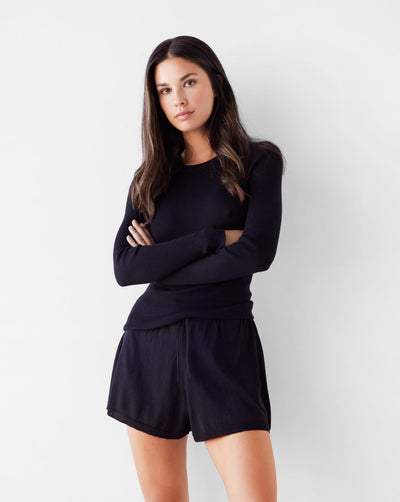 Silk Knit Shorts - Noir