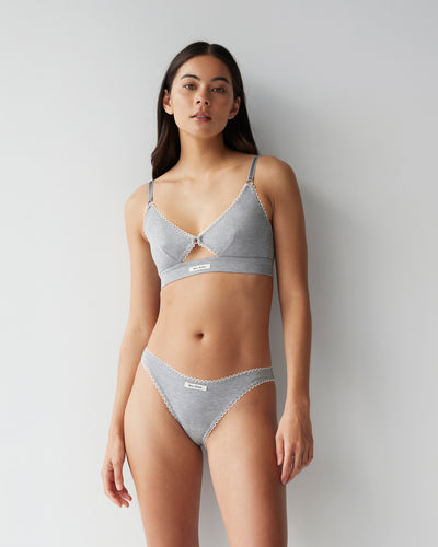 Eyelet Trim Brief - Grey Marle