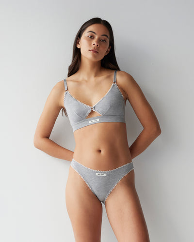 Eyelet Trim Bralette - Grey Marle