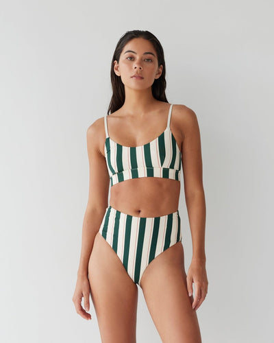 High-Rise Swim Brief - Bistro Stripe